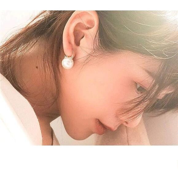 925 Sterling Silver Cultured Shell Pearl Drop Earrings Dangle Round Gift for - Picture 4 of 5